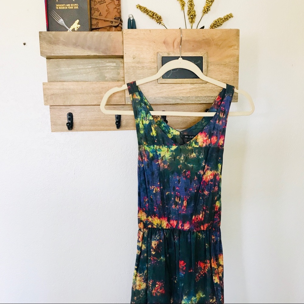 Zara Trafaluc NWOT dark tie-dye dress w/open back